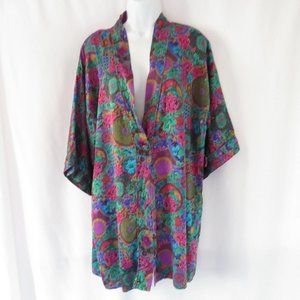 Vintage Victoria Secret 100% Silk Floral Glam Bathrobe Coverup